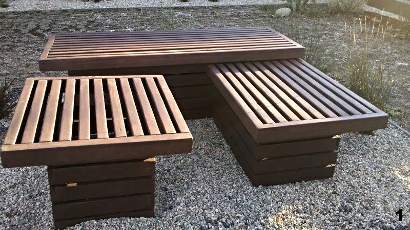 Multi Leveled Modern Bench Harwell, Contemporary Outdoor Furniture Los Angeles