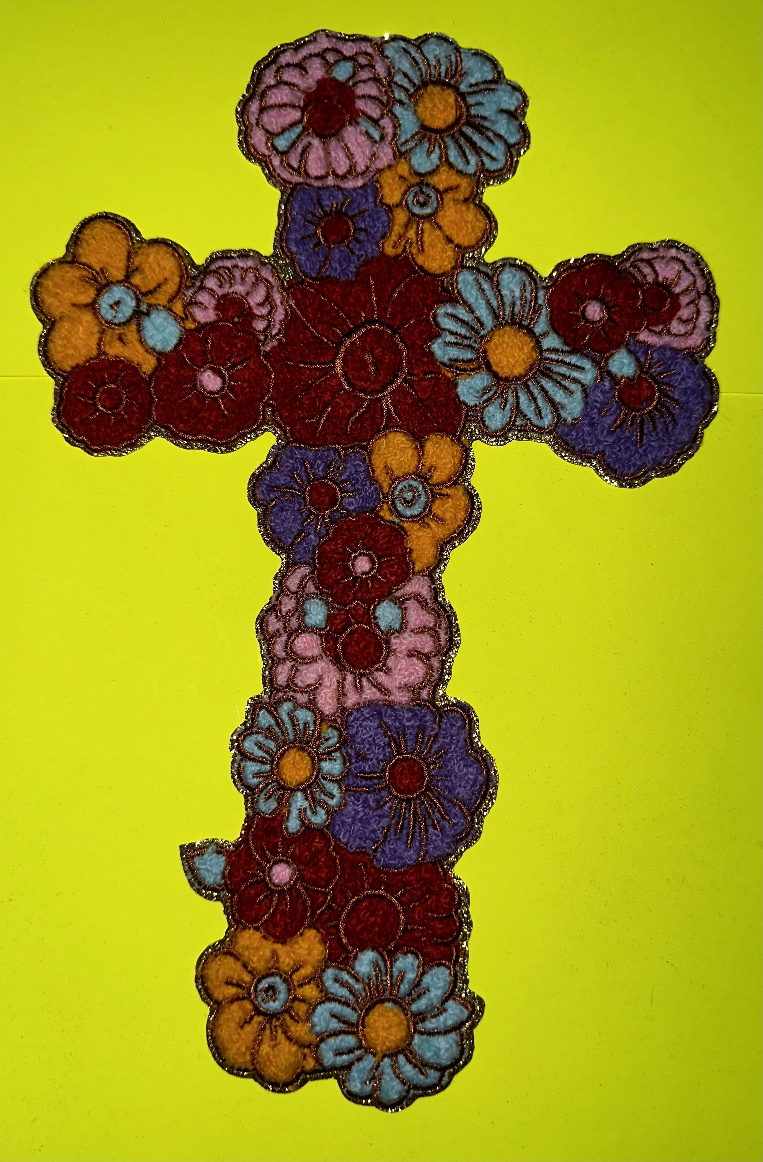 Floral Bohemian Chenille Crucifix