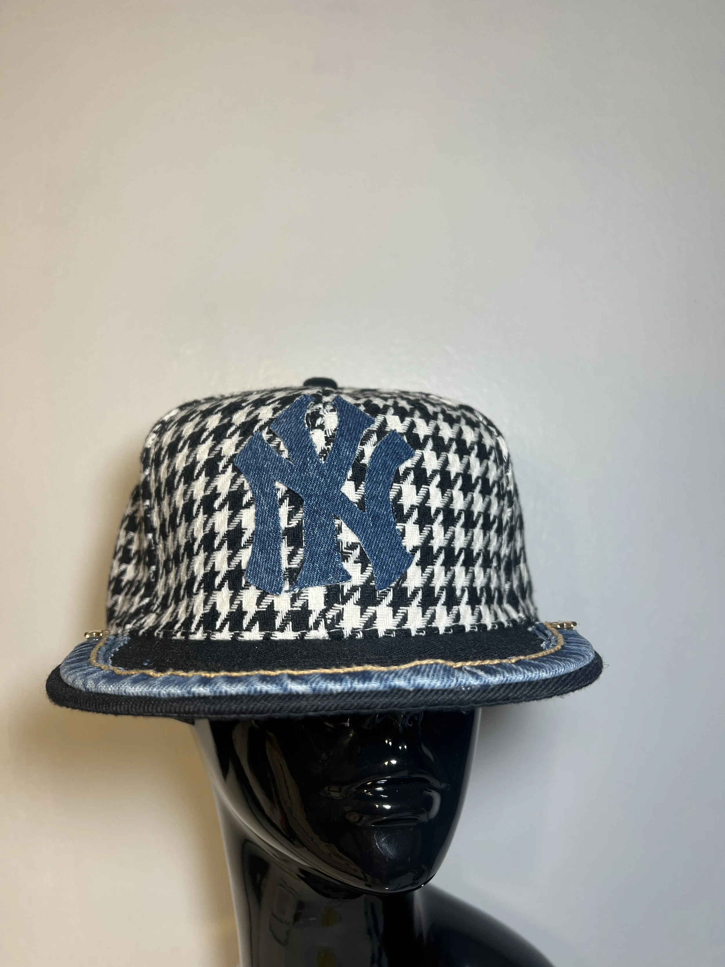 Denim/Houndstooth NY Hat