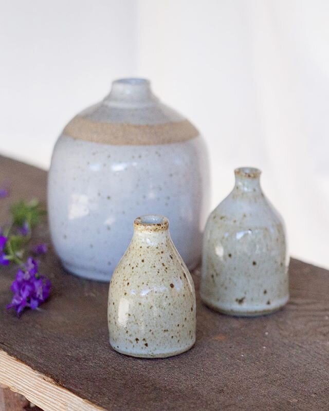 Stoneware vessels from a favorite clay &amp; glaze combination. 
#stoneware #studiopottery #pottersofinstagram #farmhousedecor #decoraccents #maker #functionalceramics #simplelife
#craft #dpotterystudio