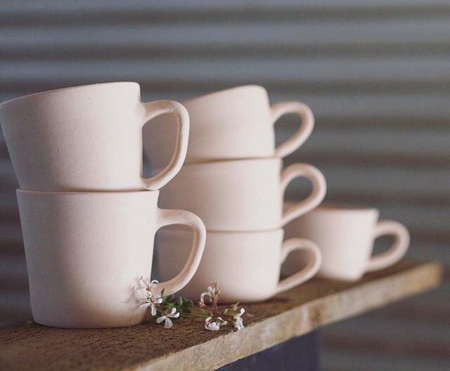 New mug designs out of the bisque firing. 
#pottersofinstagram #smallbatch #studiopottery #potterslife #simplelife #littledetails #mybeigelife #aquietstyle #mugs #ofsimplethings #functionalceramics #clay #craft #maker #craftsmanship #dpotterystudio