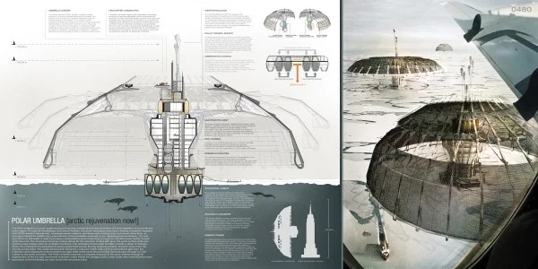 (via Polar Umbrella Buoyant Skyscraper Protects and Regenerates the Polar Ice Caps- eVolo | Architecture Magazine)