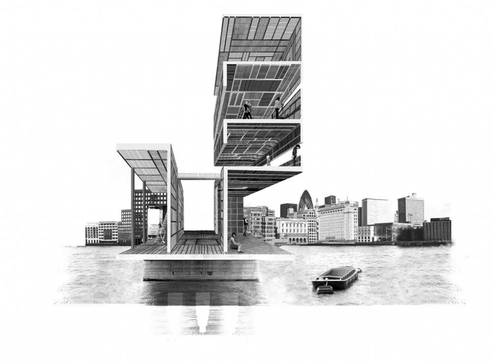 acidadebranca:

Black &amp; White Illustrations
[385]
drawingarchitecture:

Bridge From Recycled Grids by Aristide Antonas / via ArchDaily