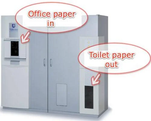 mothernaturenetwork:
Your office will never waste paper again with Oriental’s White Goat machine, which converts normal paper into toilet paper. Simply insert about 40 sheets of paper, and in 30 minutes you’ll receive a freshly made roll of toilet …
