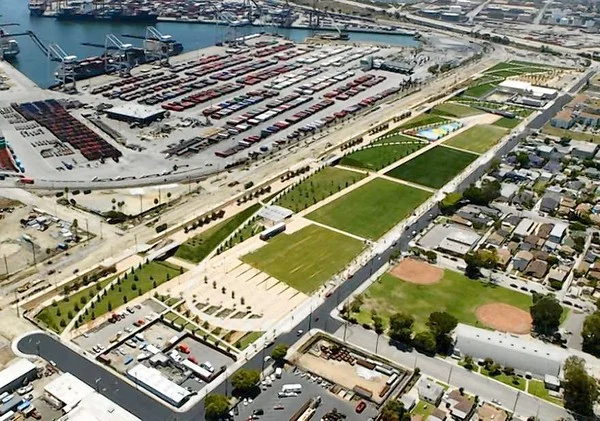 climateadaptation:
New public park in Los Angeles. Apparently controversial. Submitted by Skycraper Nick. Have something to post? Go here.
A grassy 30-acre park opens this Saturday in Wilmington, Los Angeles, providing a natural barrier between th…