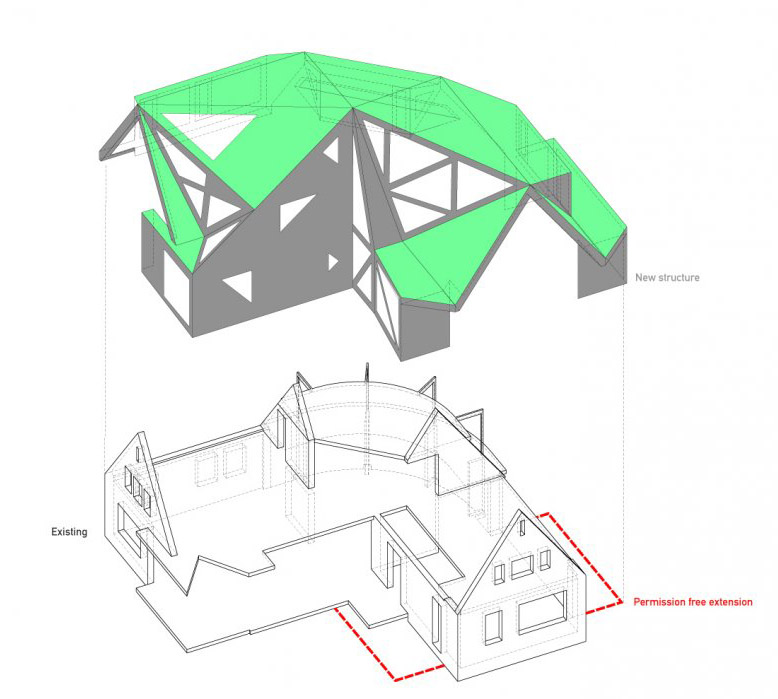 architizer:

A look at how Ooze architects wrapped a traditional Dutch home in a new cladding of green wall and glass. 
More on Villa Rotterdam here.