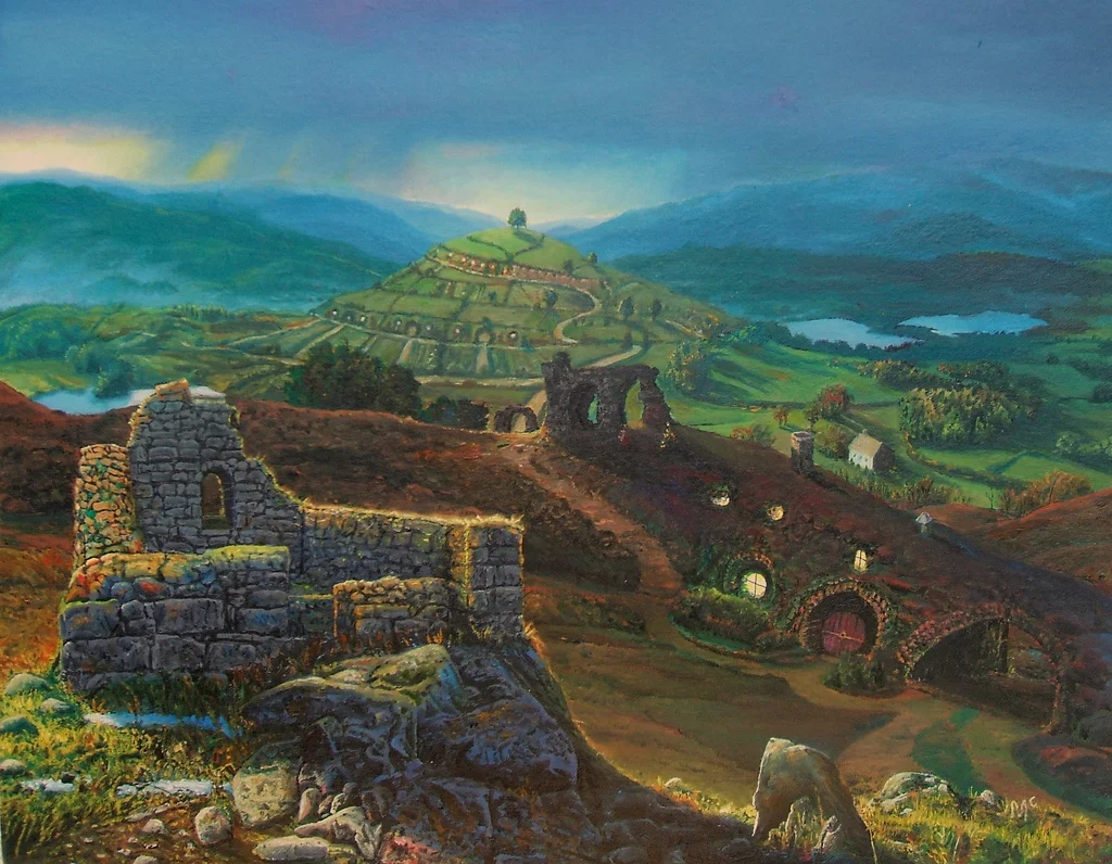 buddhabrot:

 
“The Shire After the Rain”
Oil on canvas. 14”x18”.
