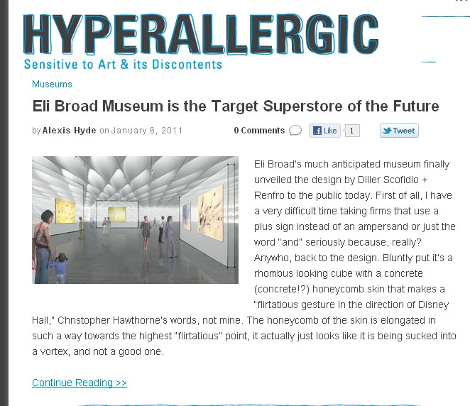 tumblangeles:

hydeordie:

I wrote a piece for Hyperallergic about the unveiled design for the new Broad Museum downtown. Check it out! 

The article has a video fo the fly through too.