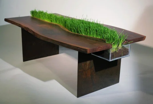 urbangreens:

Reclaimed Walnut Table Boasts a Built-In Planter | inhabitat.com