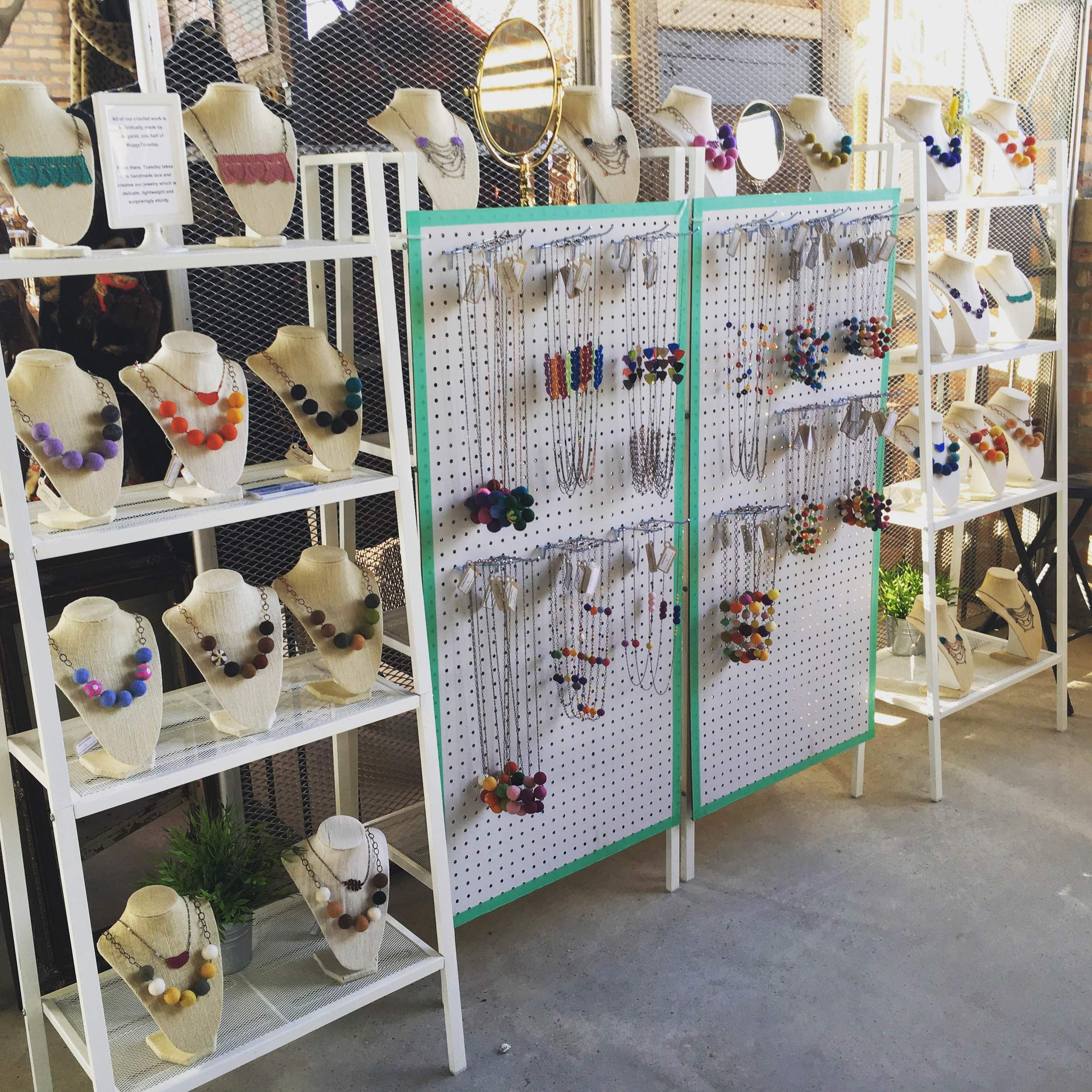 And here's a look at our new pegboard displays in action for the first time. Loved having all the necklaces together like that!