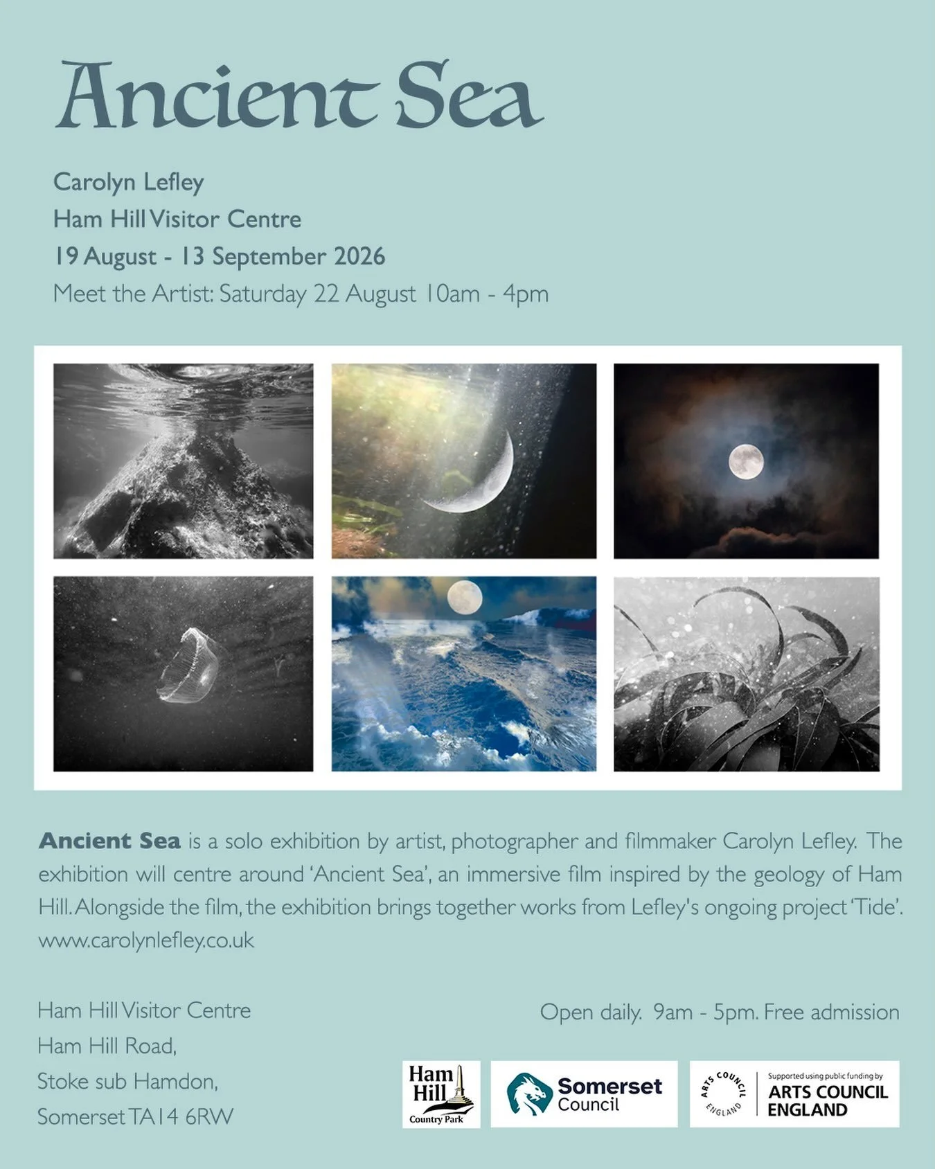 &lsquo;Ancient Sea&rsquo;, Ham Hill Visitor Centre, 19 August - 13 September 2026. @hamhillcountrypark 
Open daily, 9am - 5pm. Free admission.

Meet the Artist event - Saturday 22nd August, 10am - 5pm 

&lsquo;Ancient Sea&rsquo; is a solo exhibition 