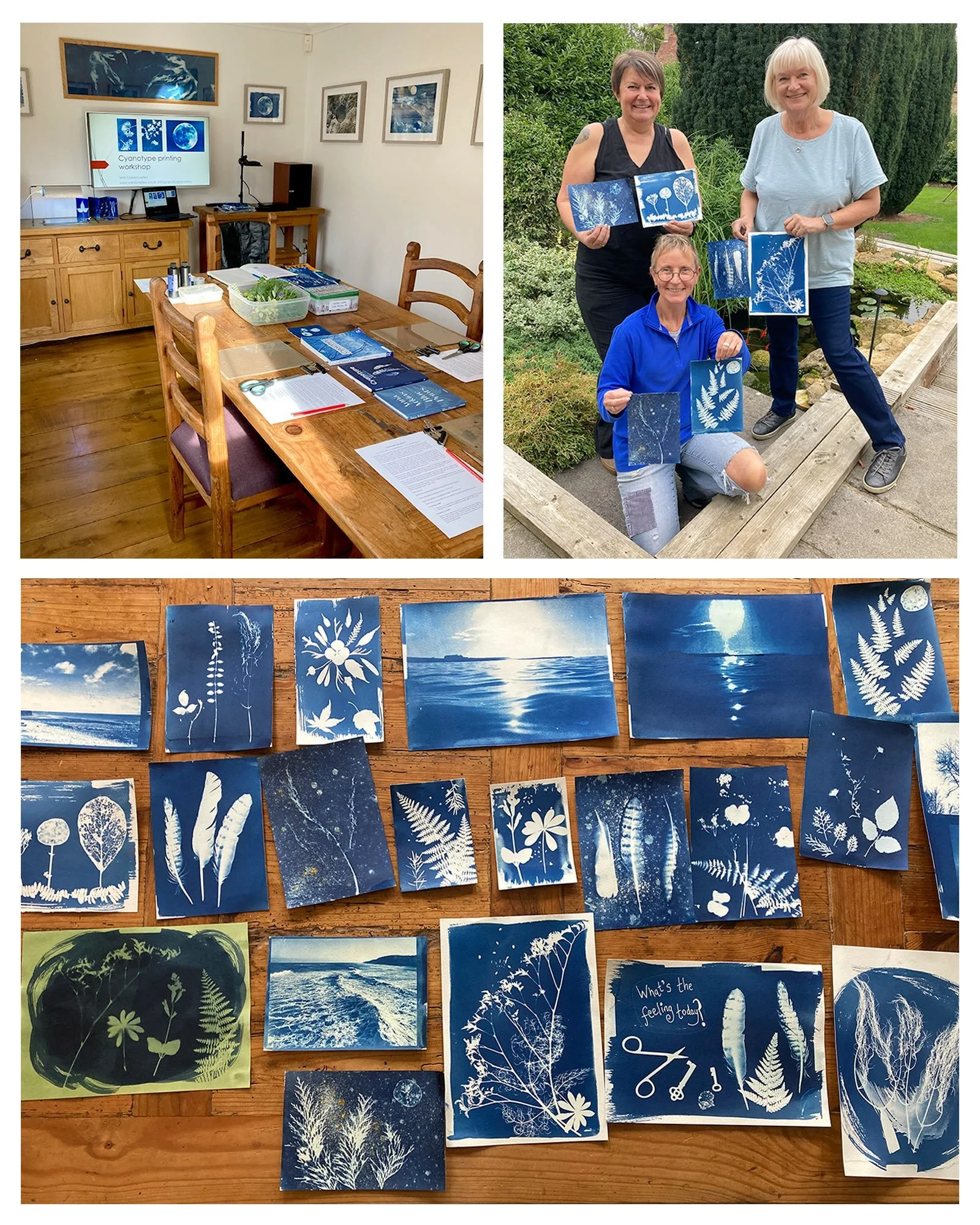 Yesterday I launched a new series of photography workshops from my refurbished workshop space in my home in Somerset. First up, was a three hour Cyanotype workshop. We spent an enjoyable morning exploring the cyanotype process. It was mostly overcast