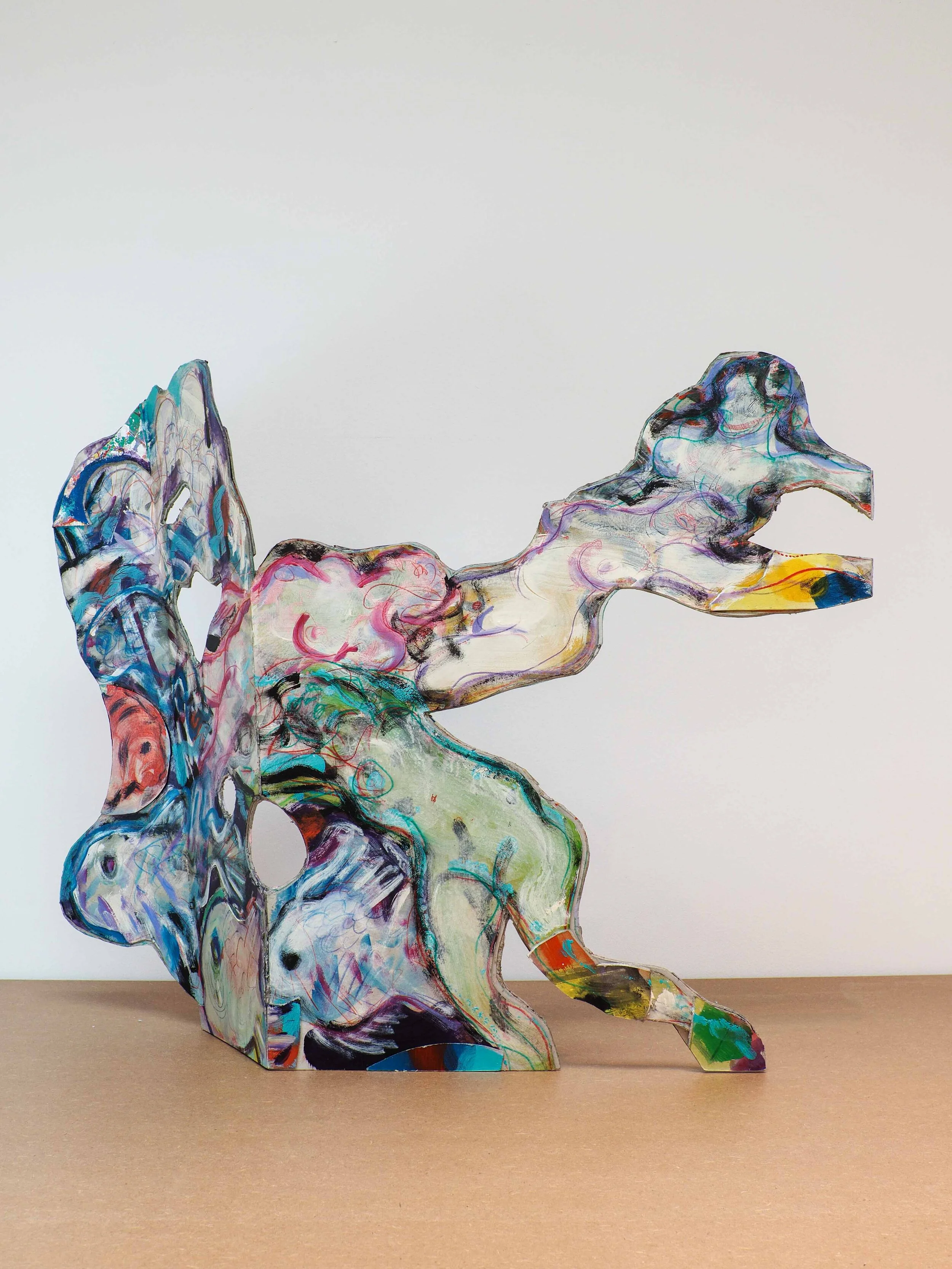 Anne Ryan,    Warrior in Woolworths , 2019, Acrylic and collage on card cutout, 73 x 92 x 30cm © the artist, courtesy Greengrassi