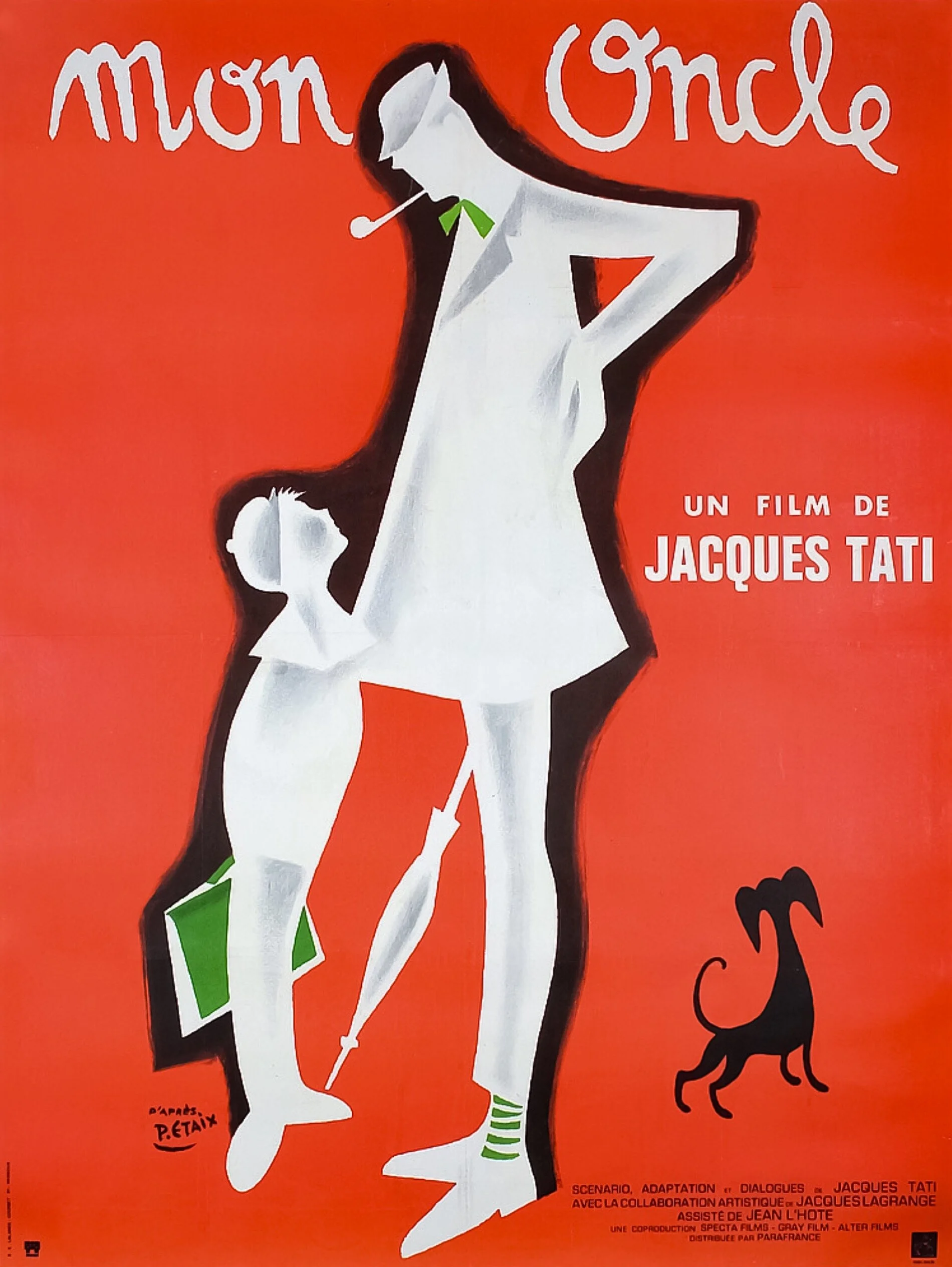 This poster for Jacques Tati’s film Mon Oncle from 1958, with a lovely Dachshund in silhouette
