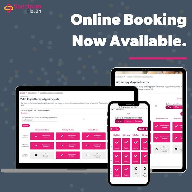 Now it's even easier to make an appointment with us - online booking is here ⁠ ⁠ Currently online booking is available for our Video Physiotherapy appointments, but we will be adding our other services too.⁠ ⁠ If you have private health insurance,