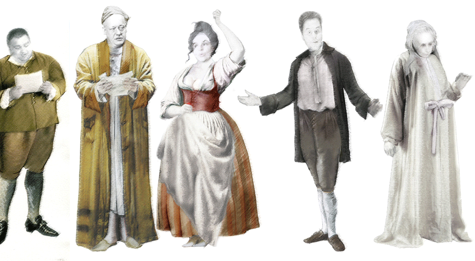  Costume sketches,  The Fidget  