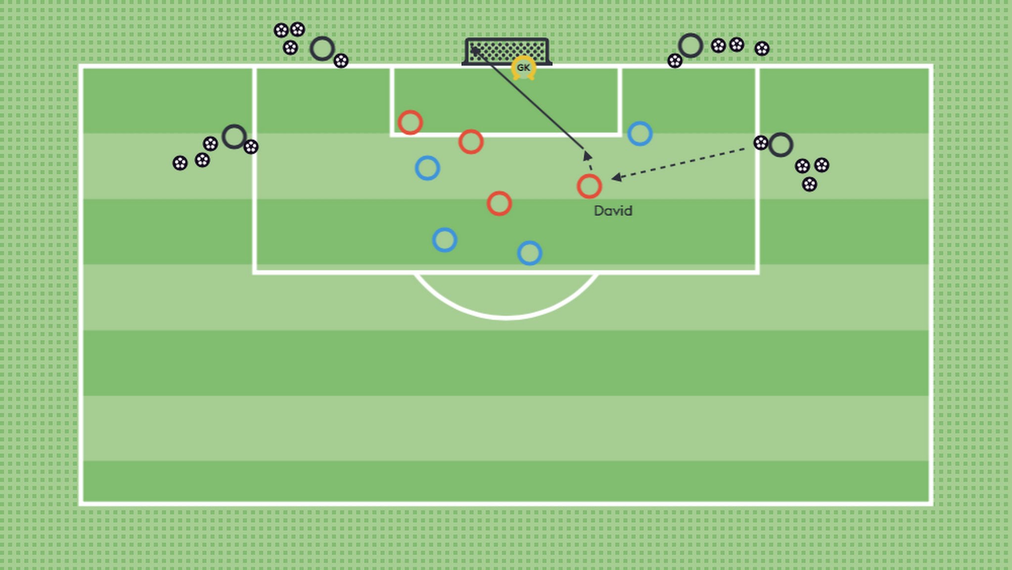 David (striving to keep up) becomes Hazard for his team and is allowed a bonus touch.