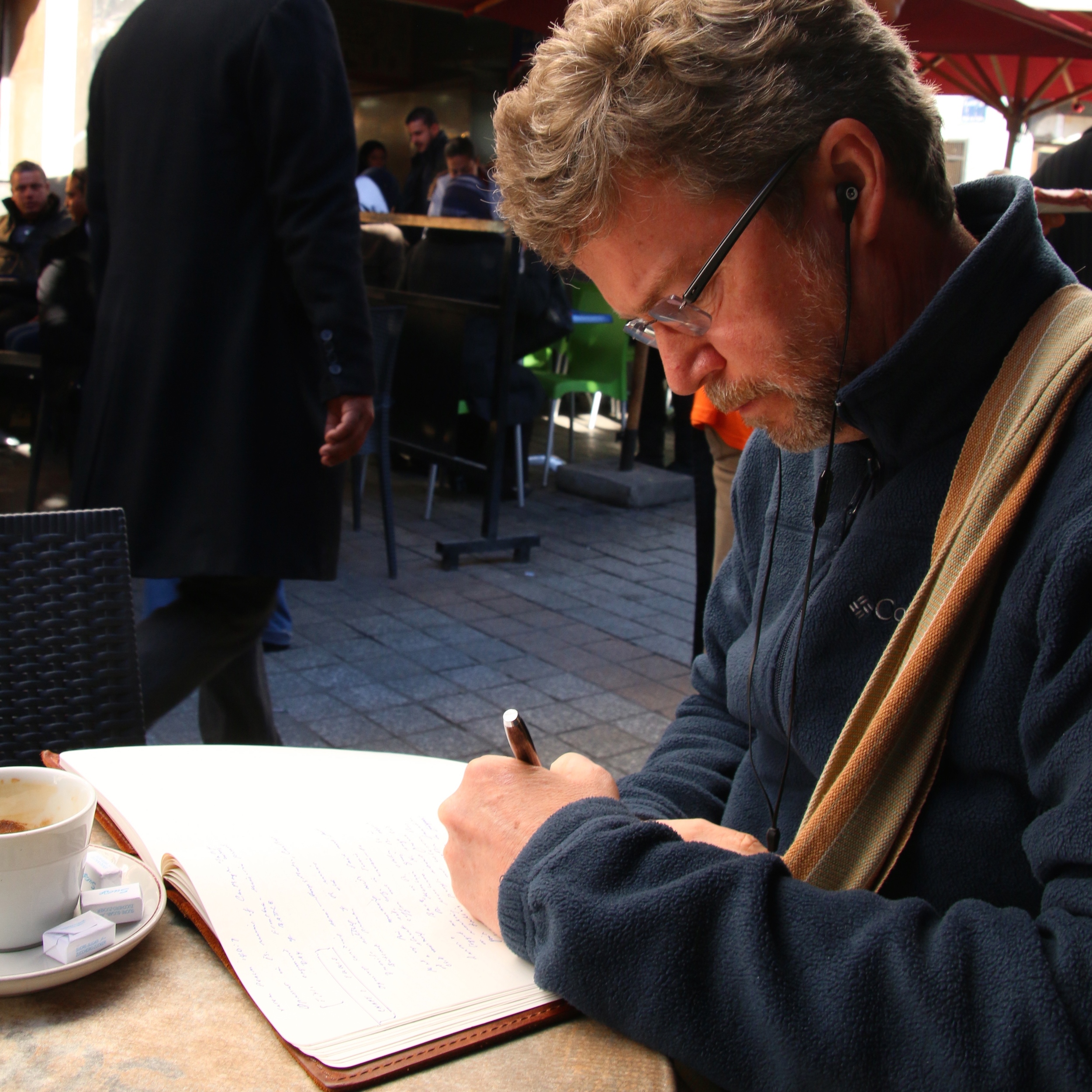 Mixing coffee with ink in Tunis, Tunisia