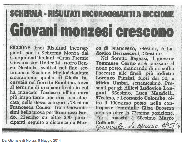 Dal Giornale di Monza, 6/05/2014