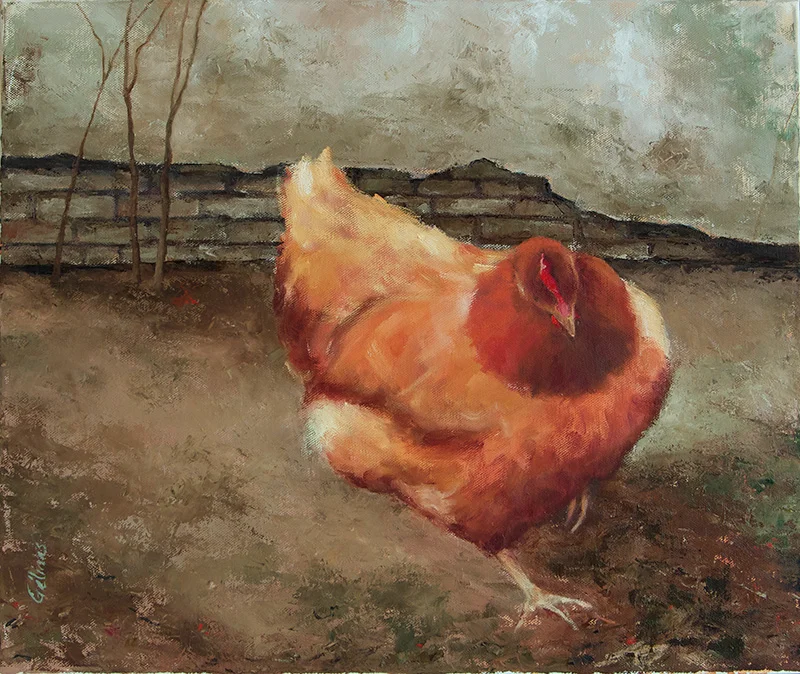   Poule III , 2012 Oil on canvas. 55x46 cm 