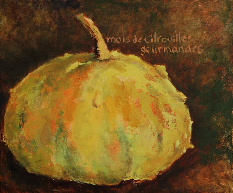   Mois de citrouilles gourmandes , 2003 Oil on canvas. 65x54 cm 