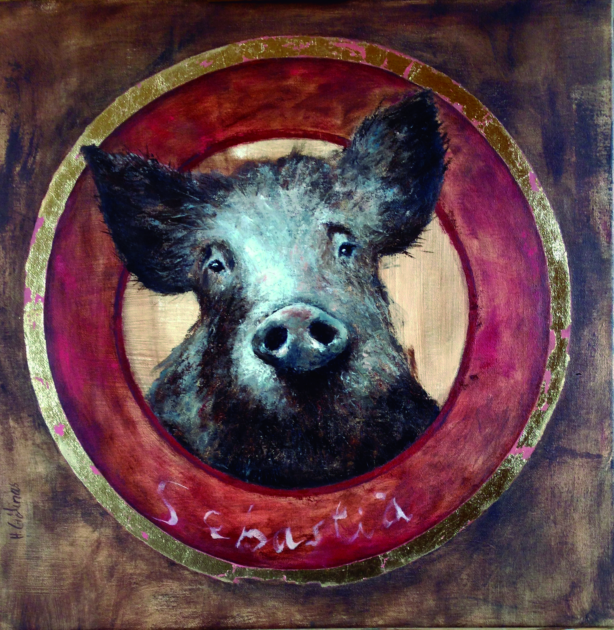   Sebastià , 2018 Oil and gold leaf on canvas. 50x50 cm  Sold  