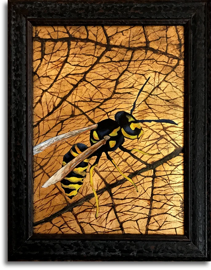   Avispa,  2018 Oil and gold leaf on panel. 15x20 cm  SOLD   