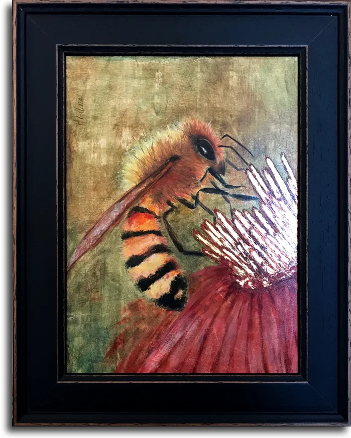  Abeille, 2018 Oil and gold leaf on panel, 15x20cm 