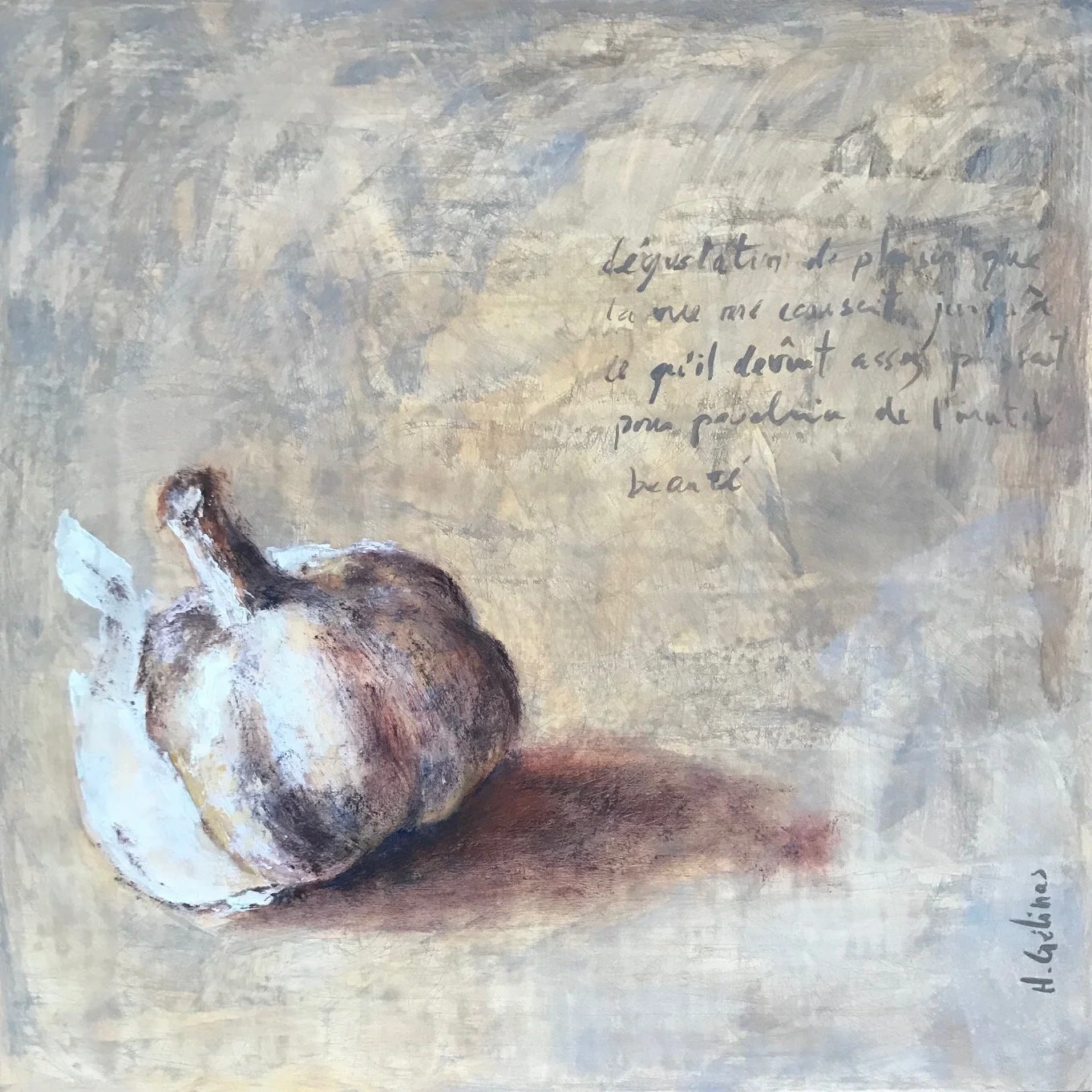   L’ail,  2019 Oil on wood panel, 30cm x 30cm  SOLD  