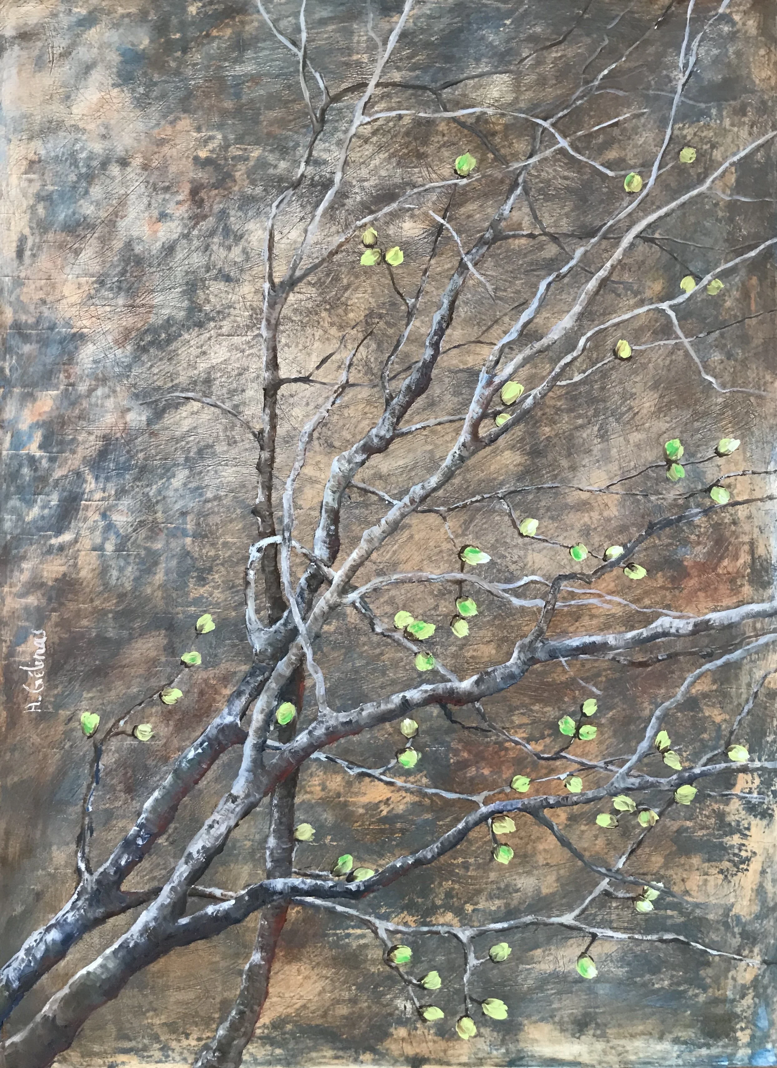   Bourgeons , 2020 Oil on wood pane, 33 x 24cm  SOLD  