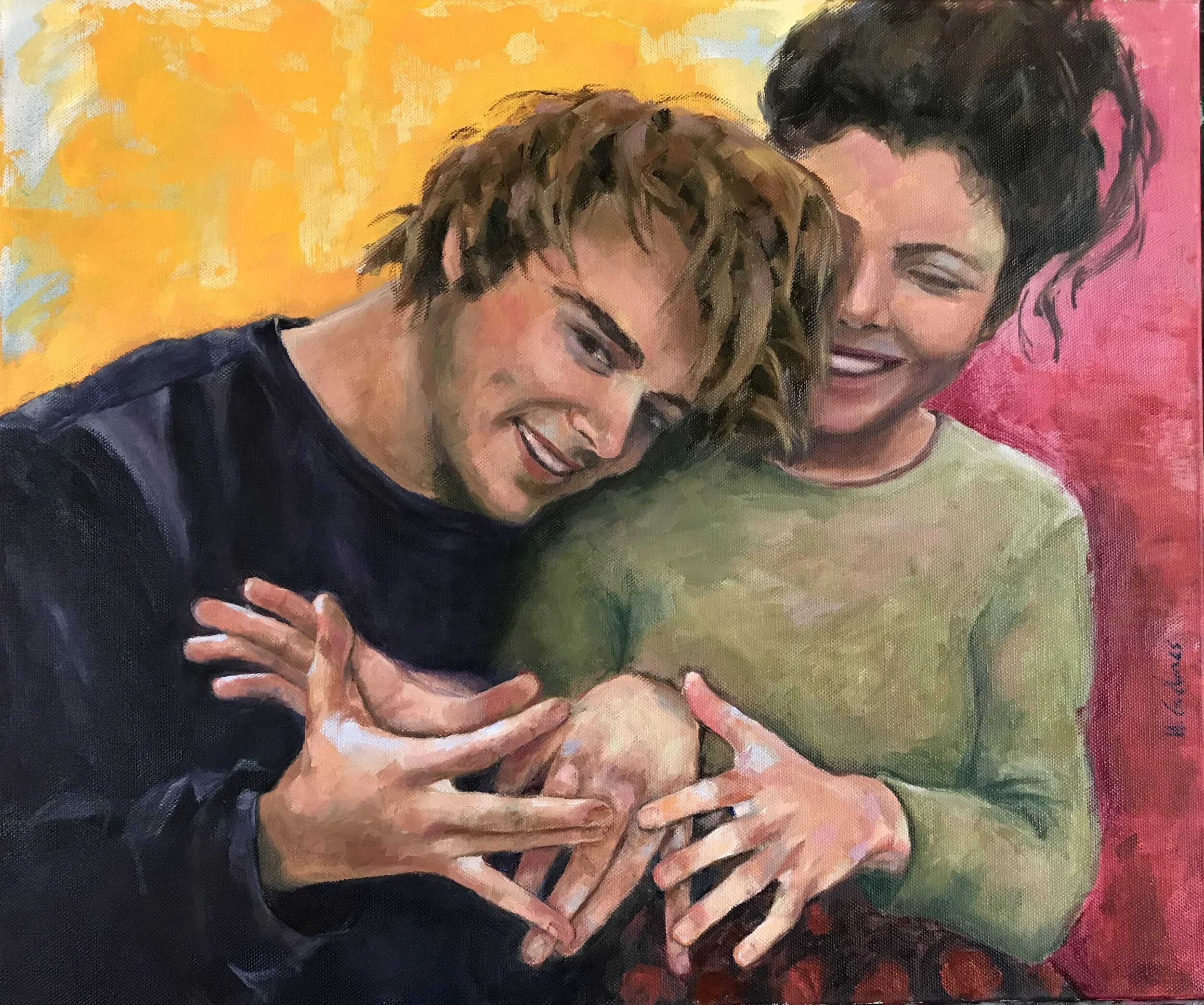   Joc de mans , 2021 Oil on cotton, 55x46cm 