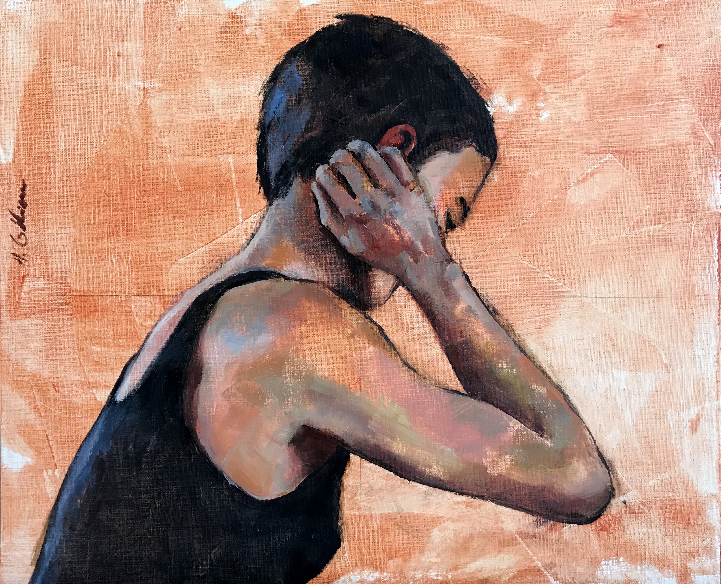   going for it , 2022 Oil on heavy paper on DMF. 28,5x35 cm 