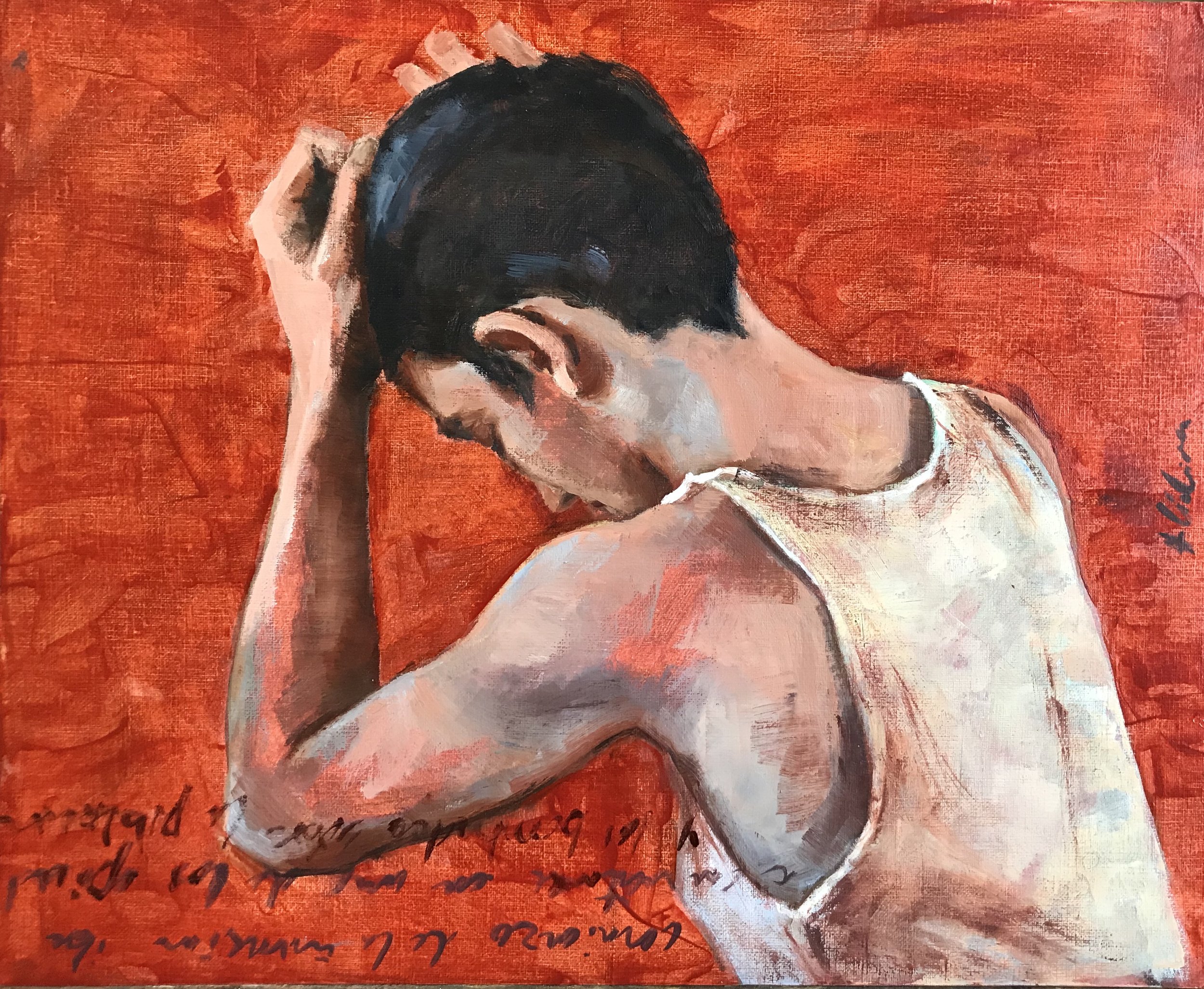   No a la guerra , 2022 Oil on heavy paper on DMF. 28,5x35 cm 