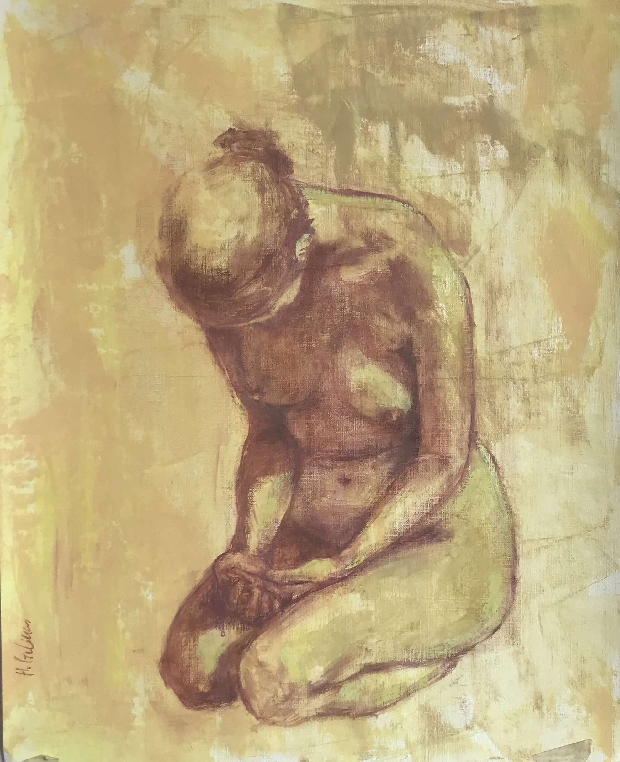   Yellow figure  (1), 2022 Oil on paper, 41x33 cm  SOLD   