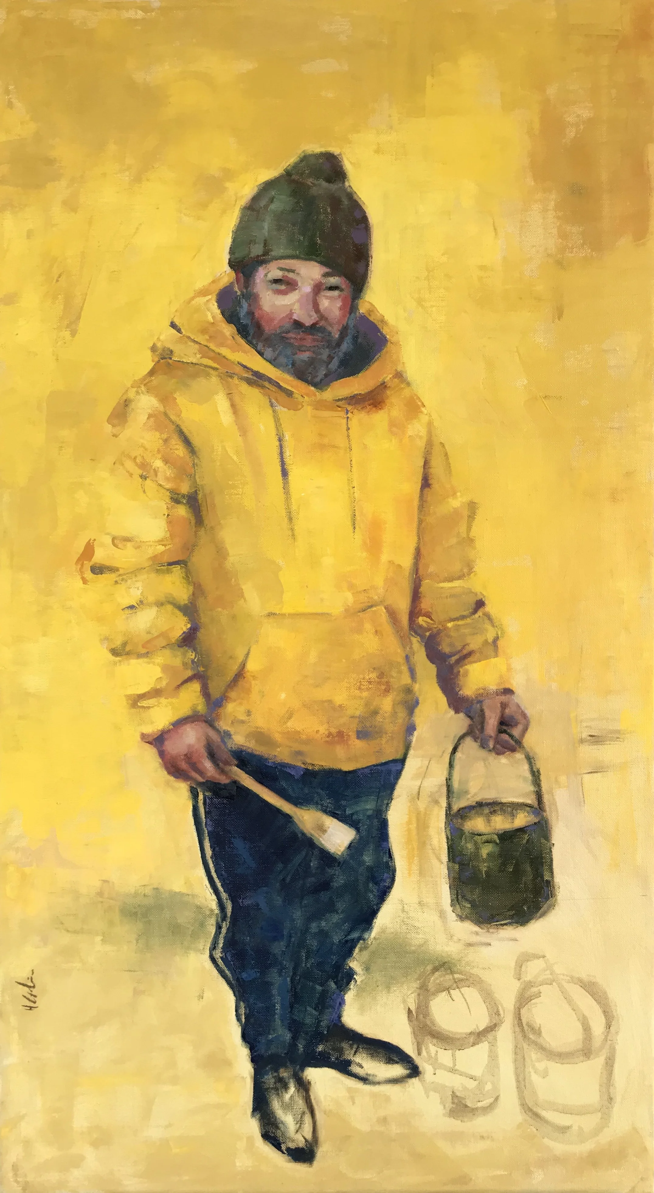   La tuque verte , 2023 Oil on canvas, 90x50cm 