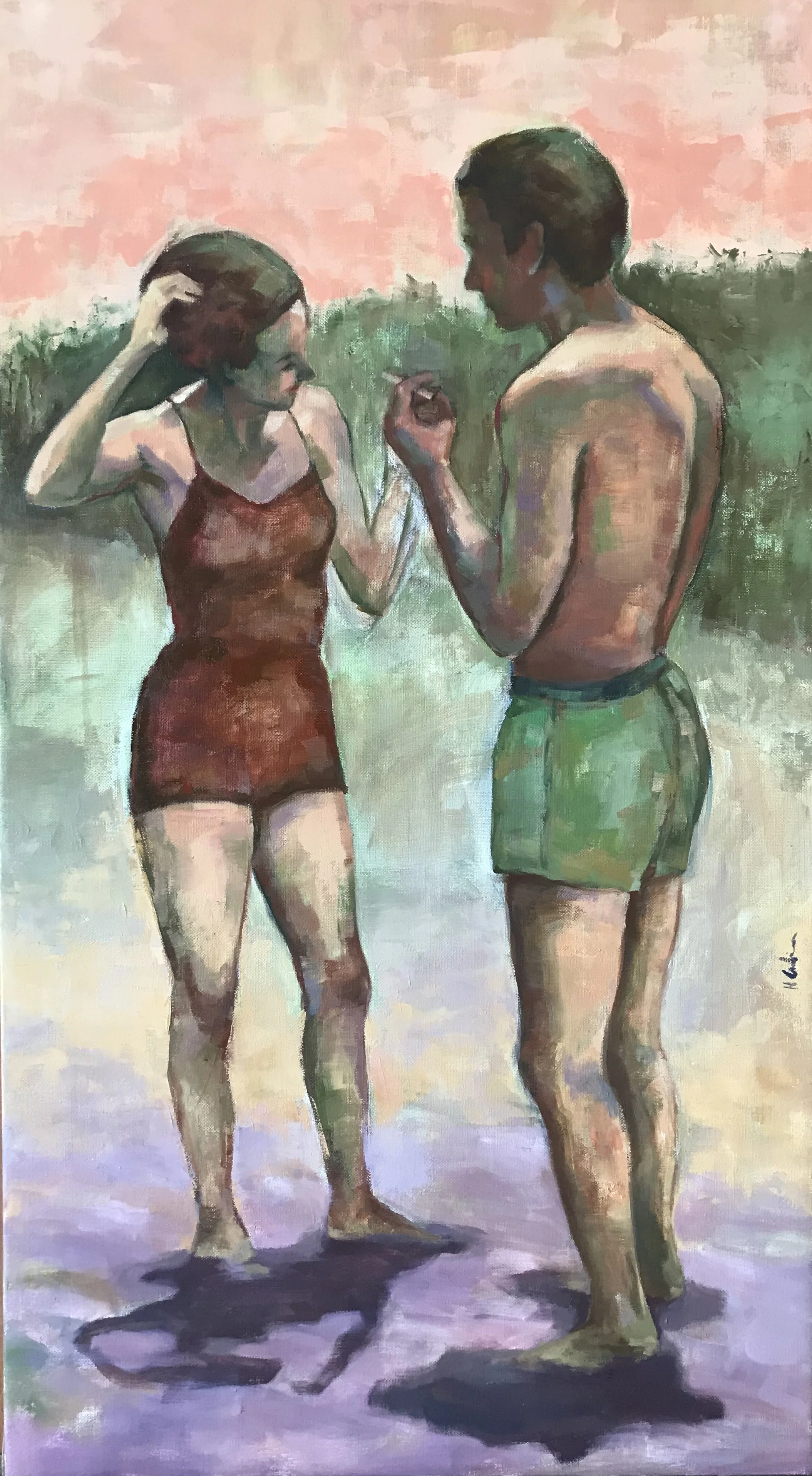   Les baigneurs , 2023 Oil on canvas, 90x50cm 
