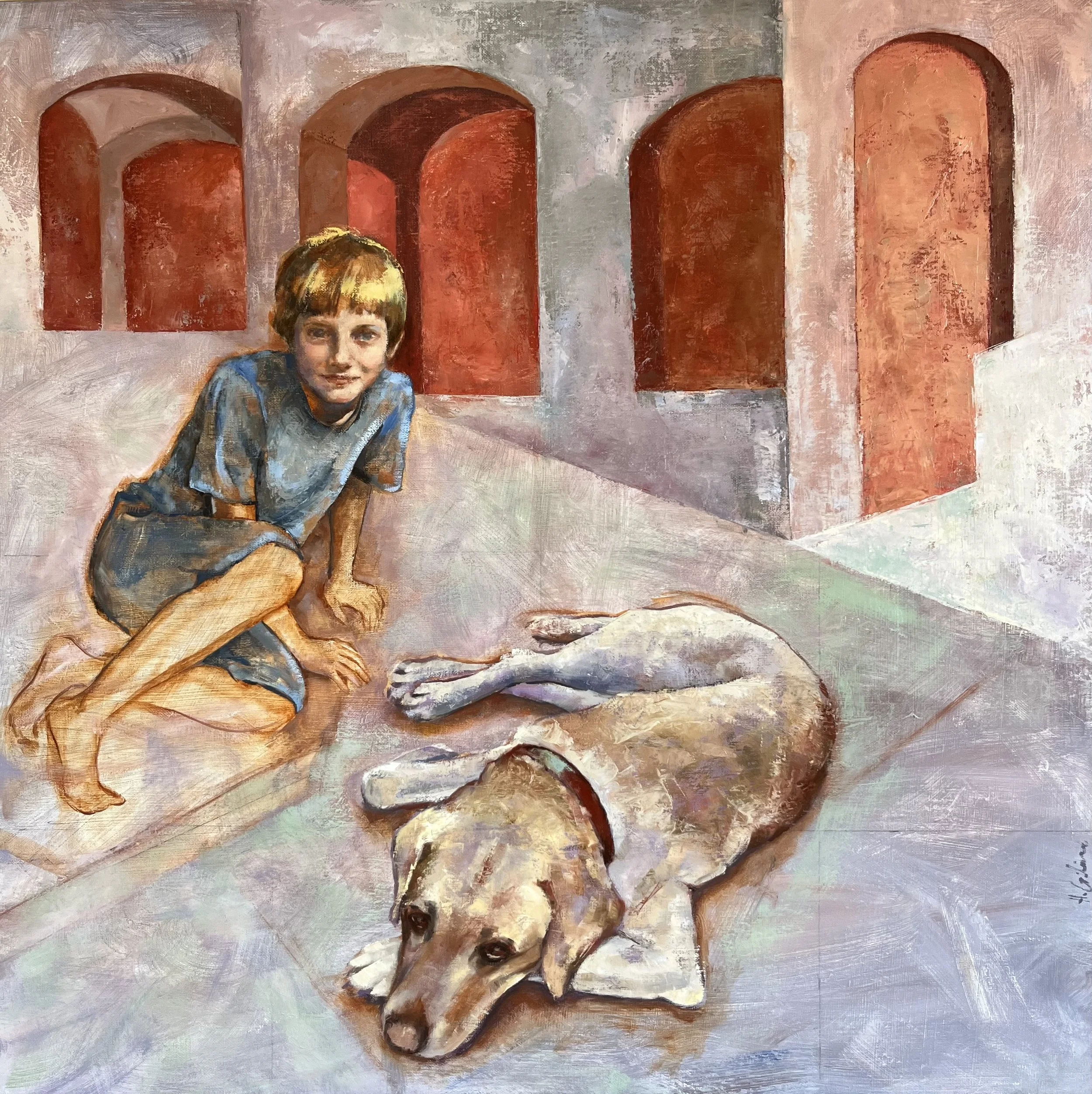   Elvis et Sylvan , 2024 Acrylic and oil painting on canvas, 70x70cm 