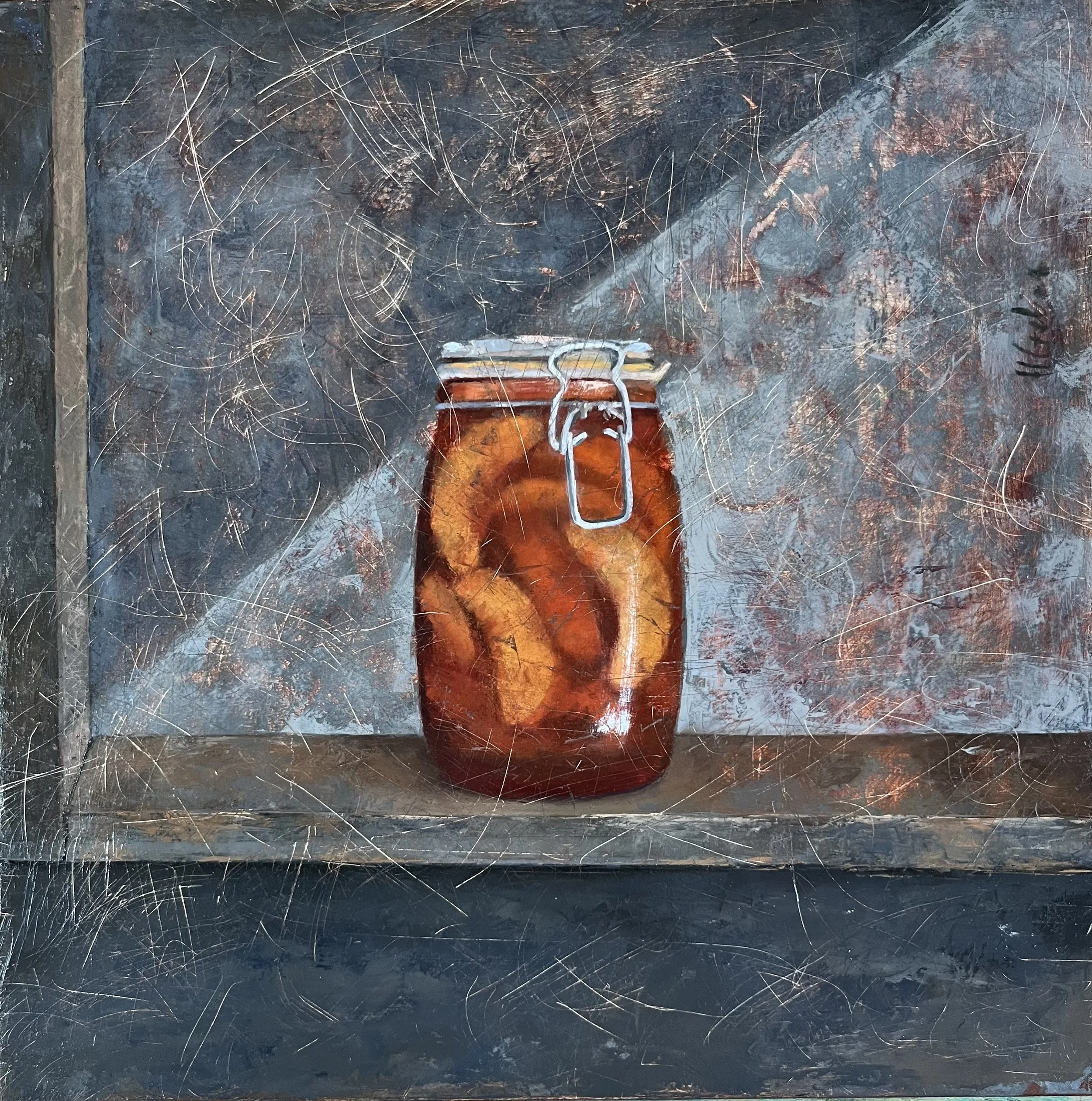   Rebost-préssec , 2024 Oil on wooden board, 30×30cm 