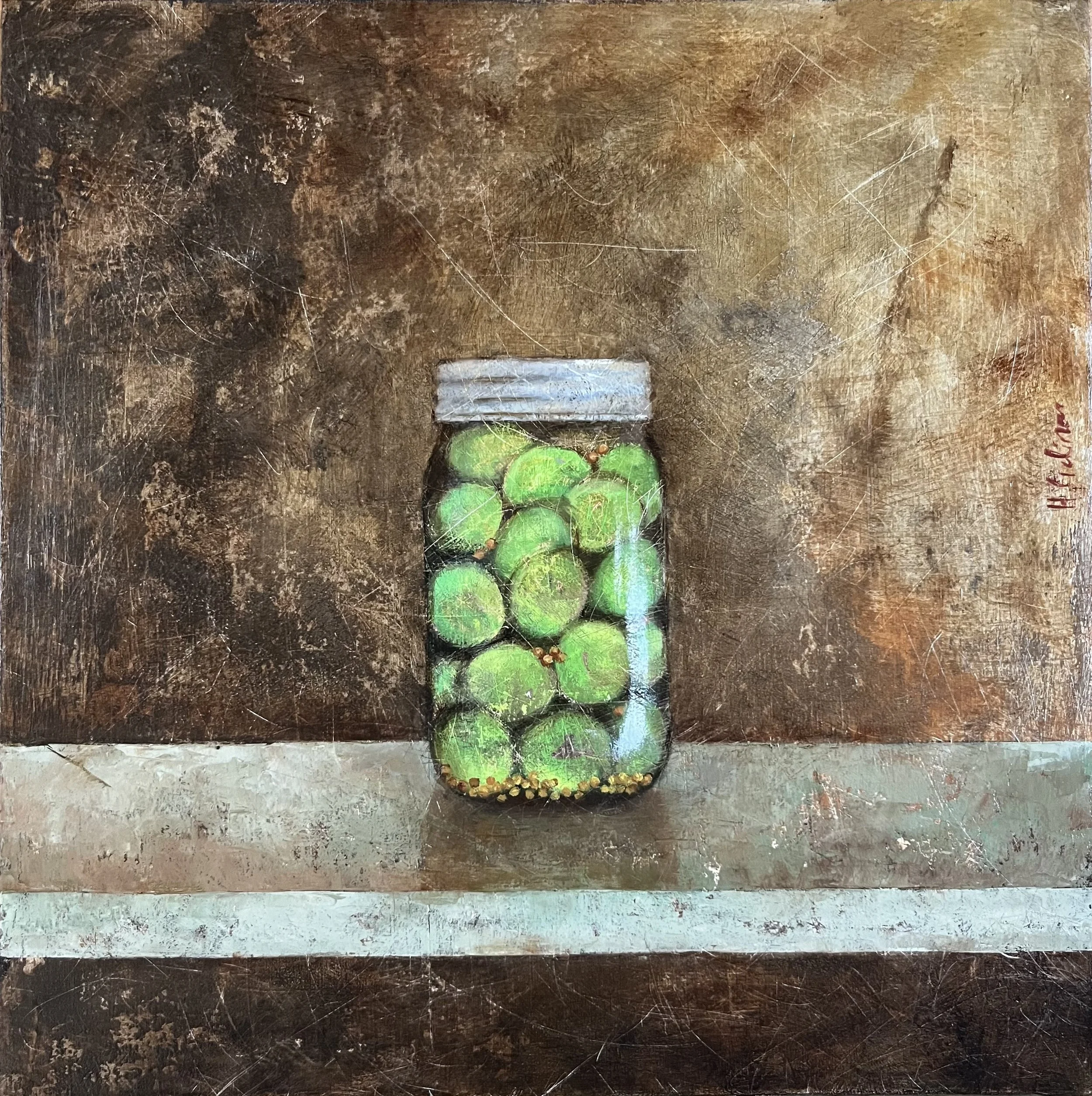   Rebost-olives , 2024 Oil on wooden board, 30×30cm  SOLD  