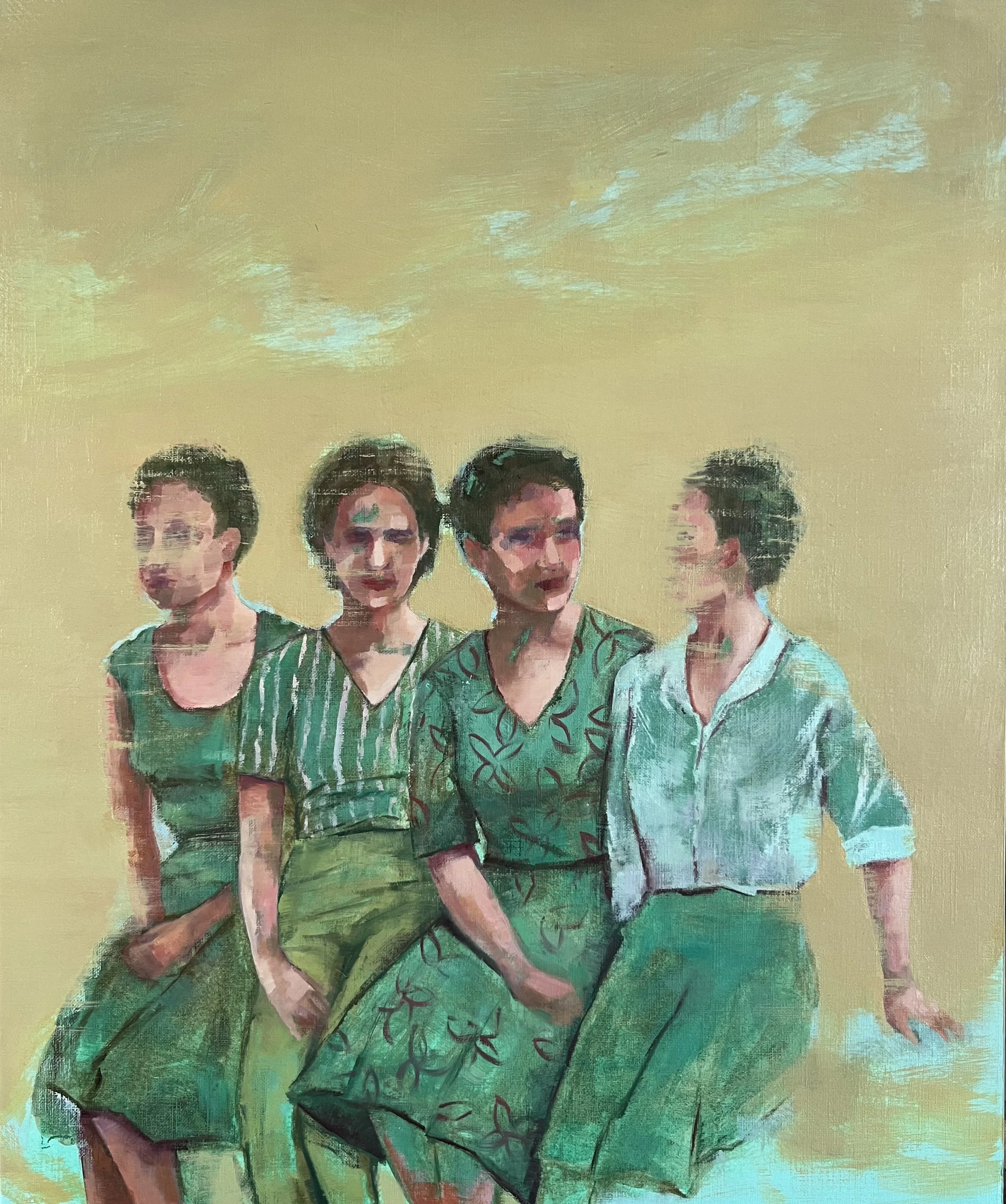   Family affair, Sisters , 2025 Oil on paper on wooden panel, 48×36cm 