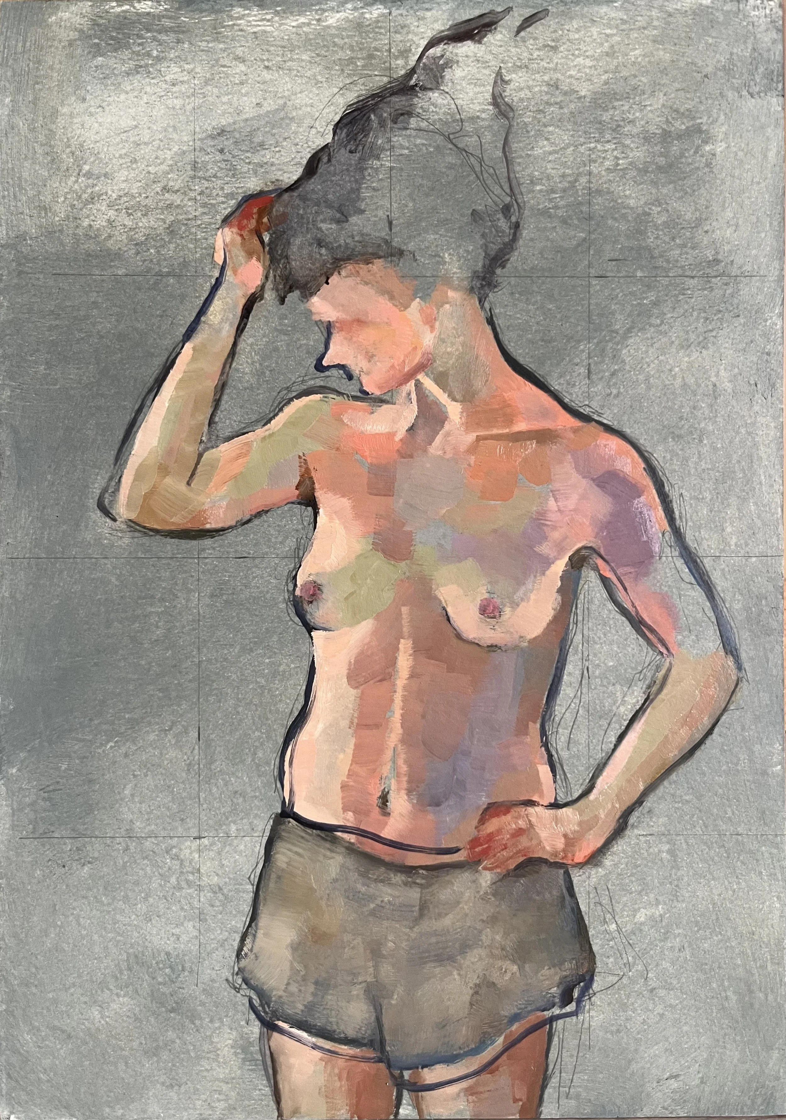   Anna , 2025 Oil on peper on wooden panel, 28×21cm 