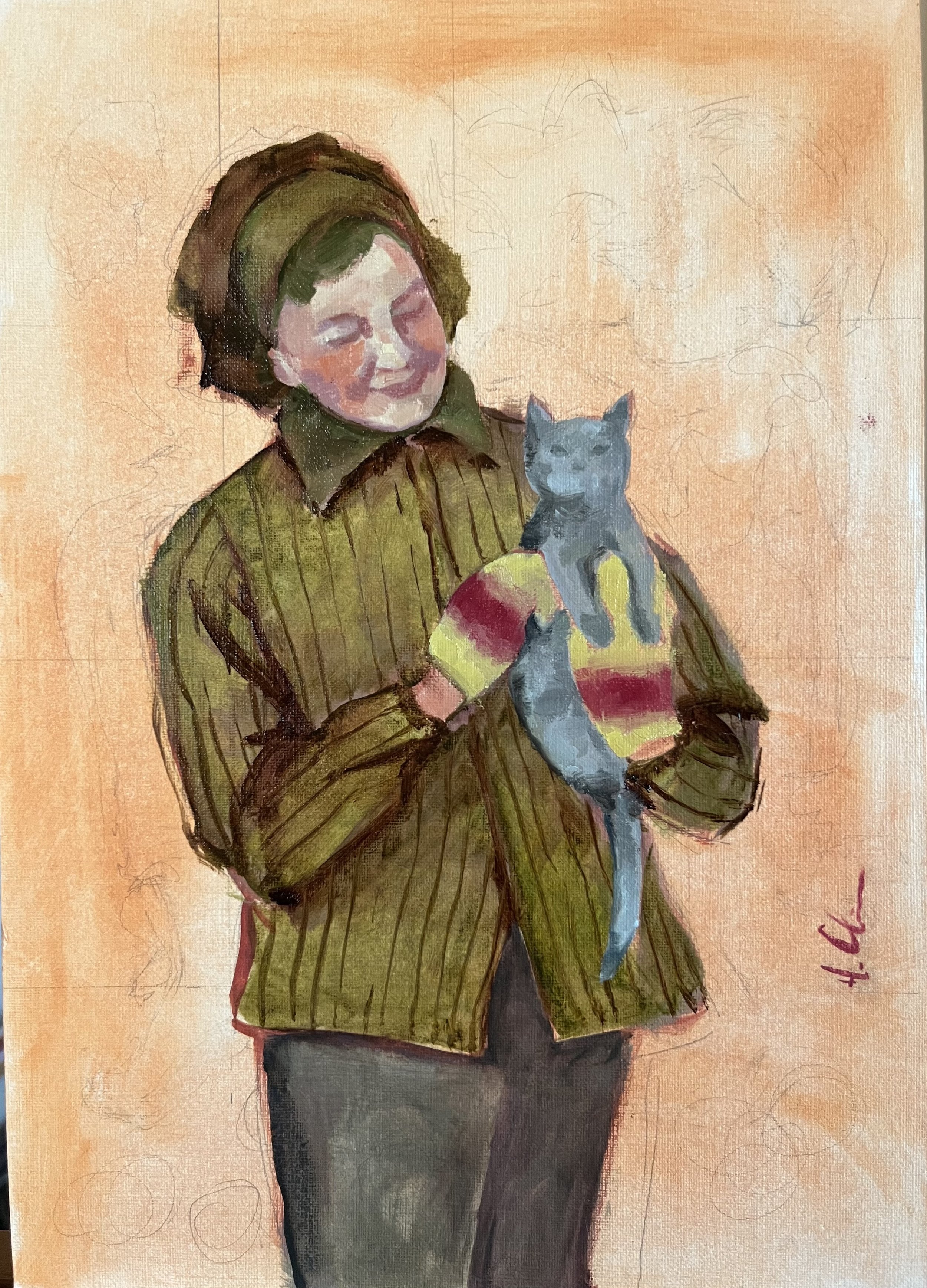   Annette , 2025 Oil on paper on wooden panel, 28×21cm 