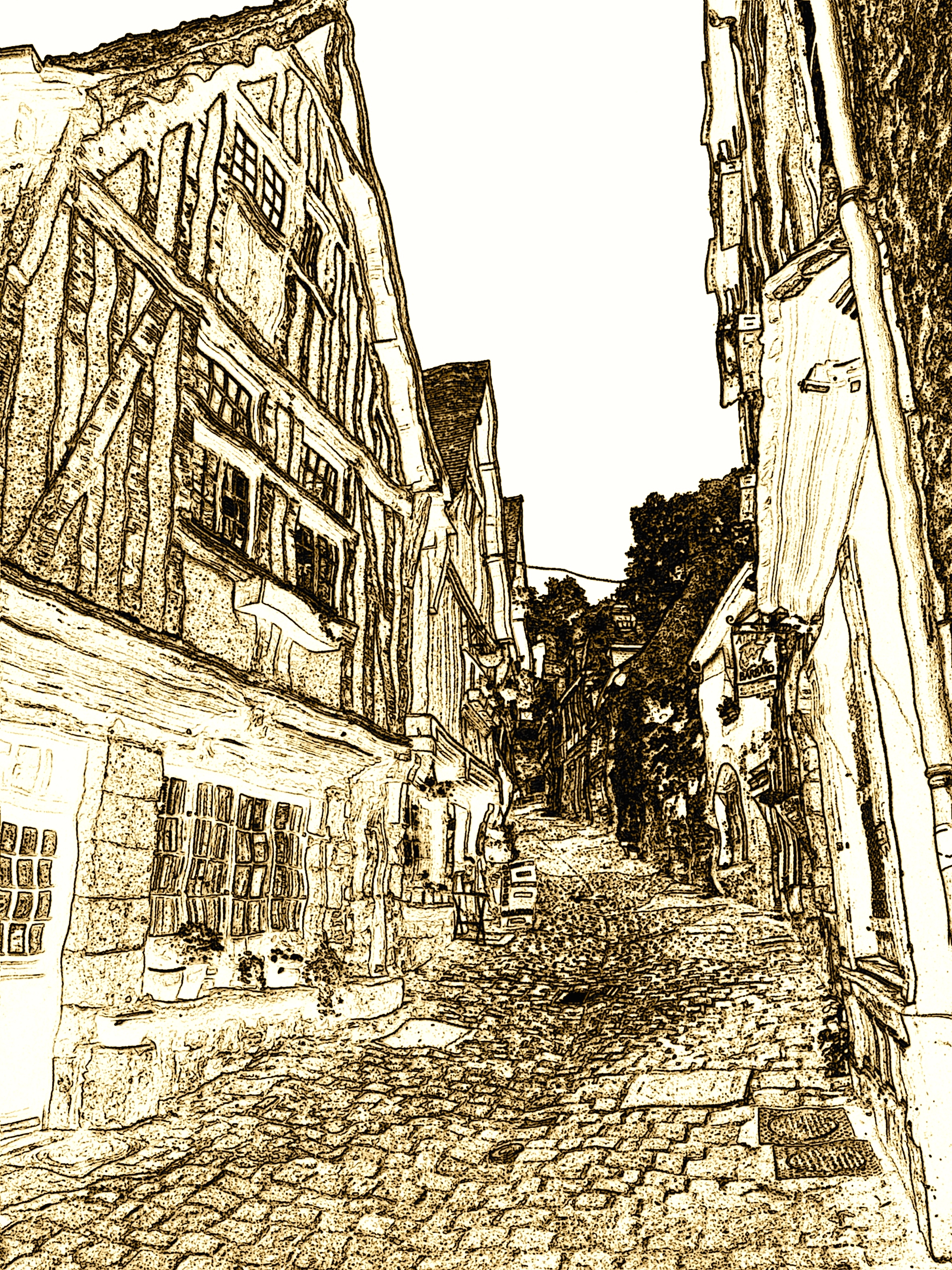 connecting medieval walkway between the port et centre ville dinan