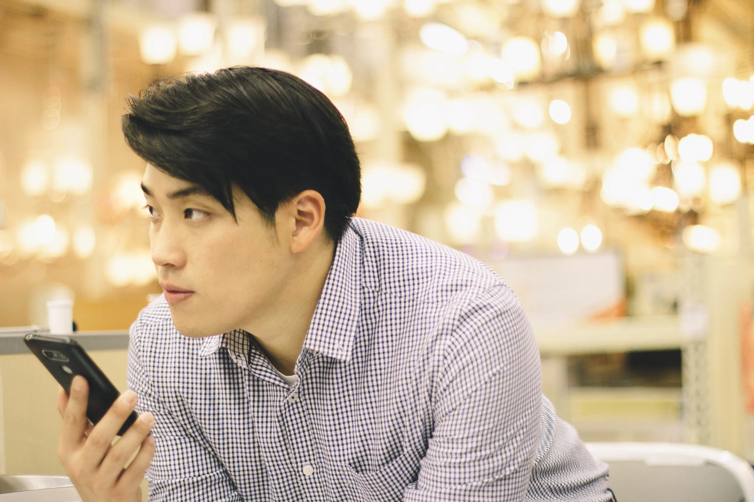 On the phone with his mom. Once I got this shot I was internally dying because just look how classically handsome he is! Plus he was chewing gum and talking on the phone so it wasn't the easiest task to wait until he wasn't doing both.