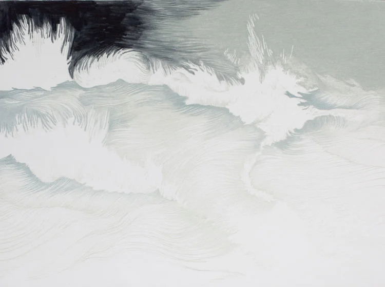 'It knows my quiet depths, and I have seen its relentless pull' Hand painted etching and aquatint on copper 40x30cm Sold