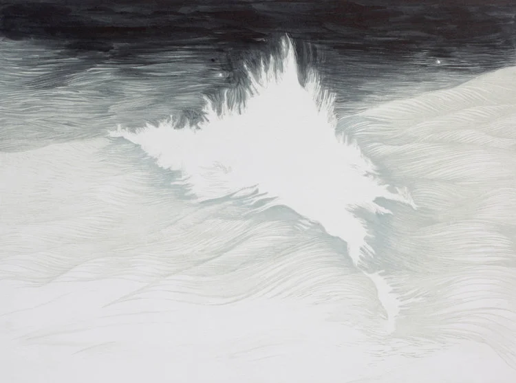 'I took that wave, that wave took me, and took everything from me' Hand painted etching and aquatint on copper 40x30cm Sold