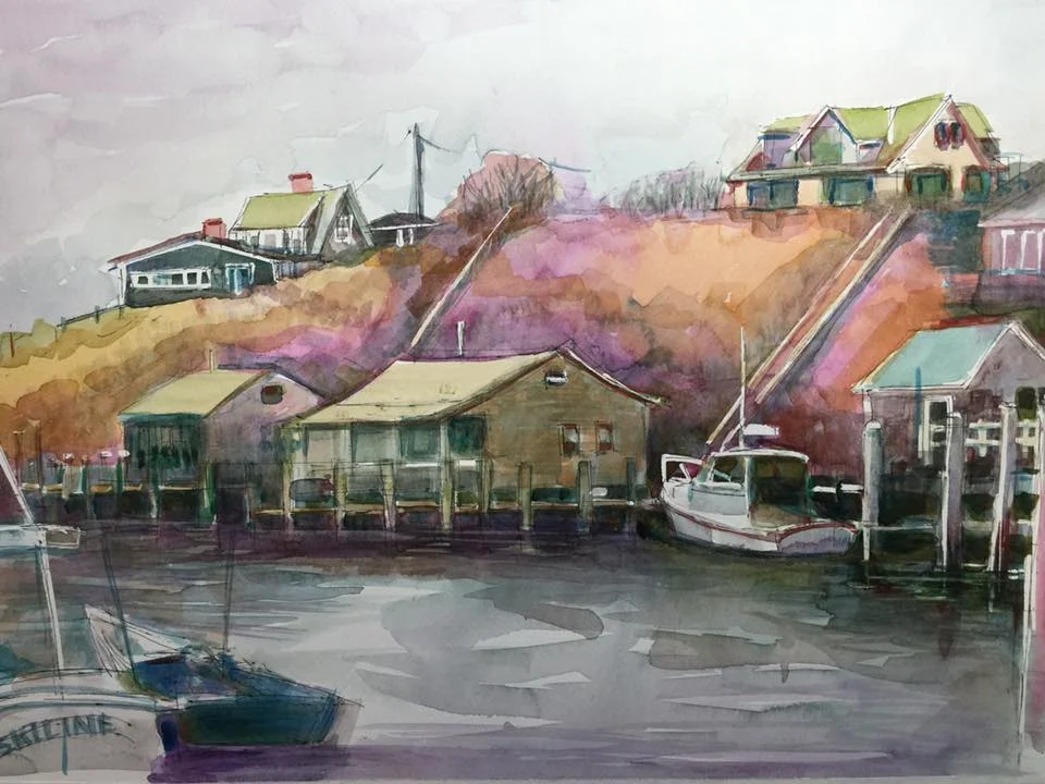 Martha's Vineyard Island in Massachusetts Watercolor 11x15