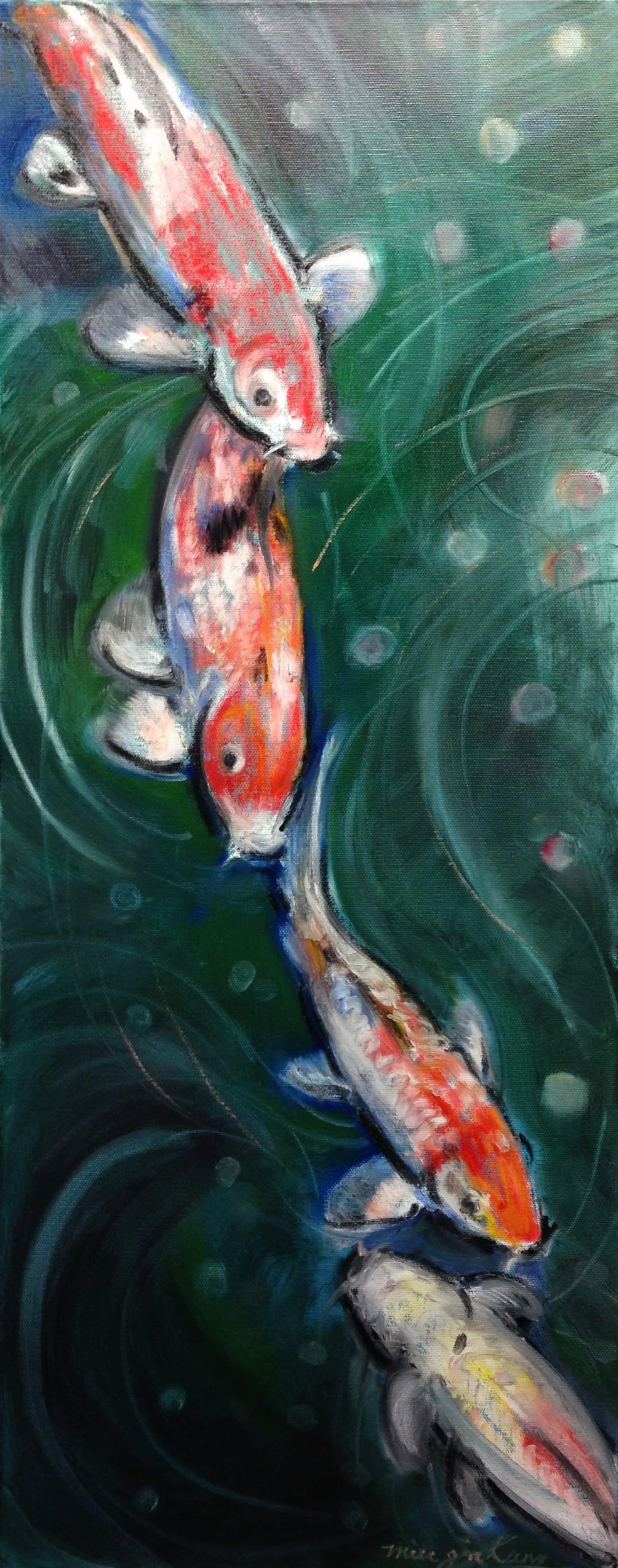Koi Fish, Oil on Canvas 12x30
