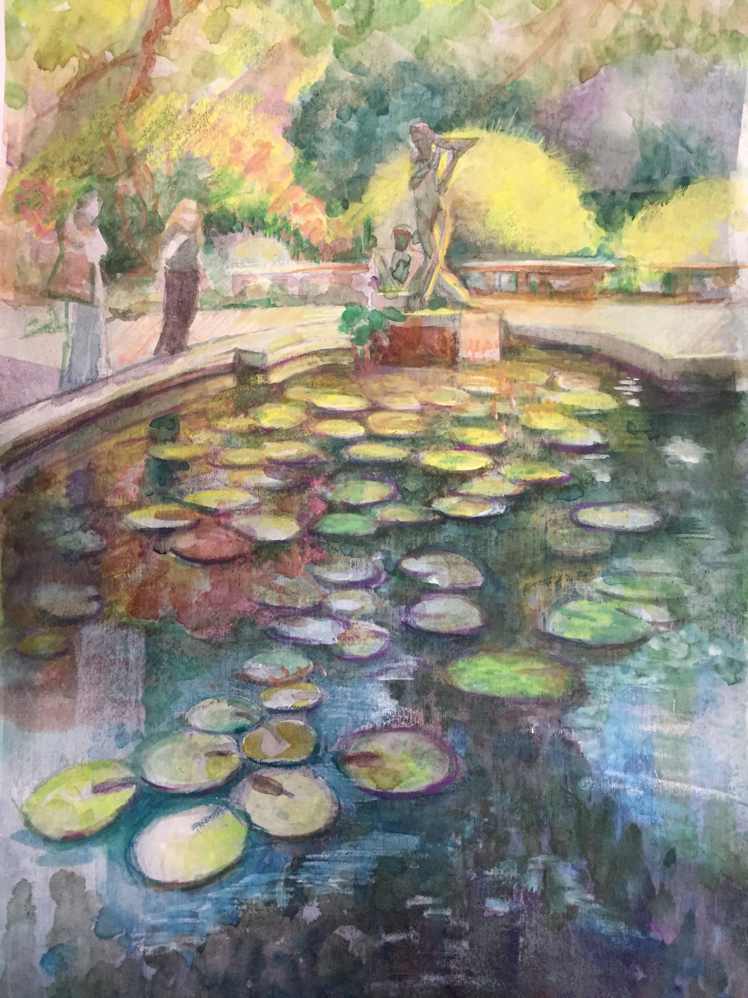Central Park. Watercolor and pastel  11x14