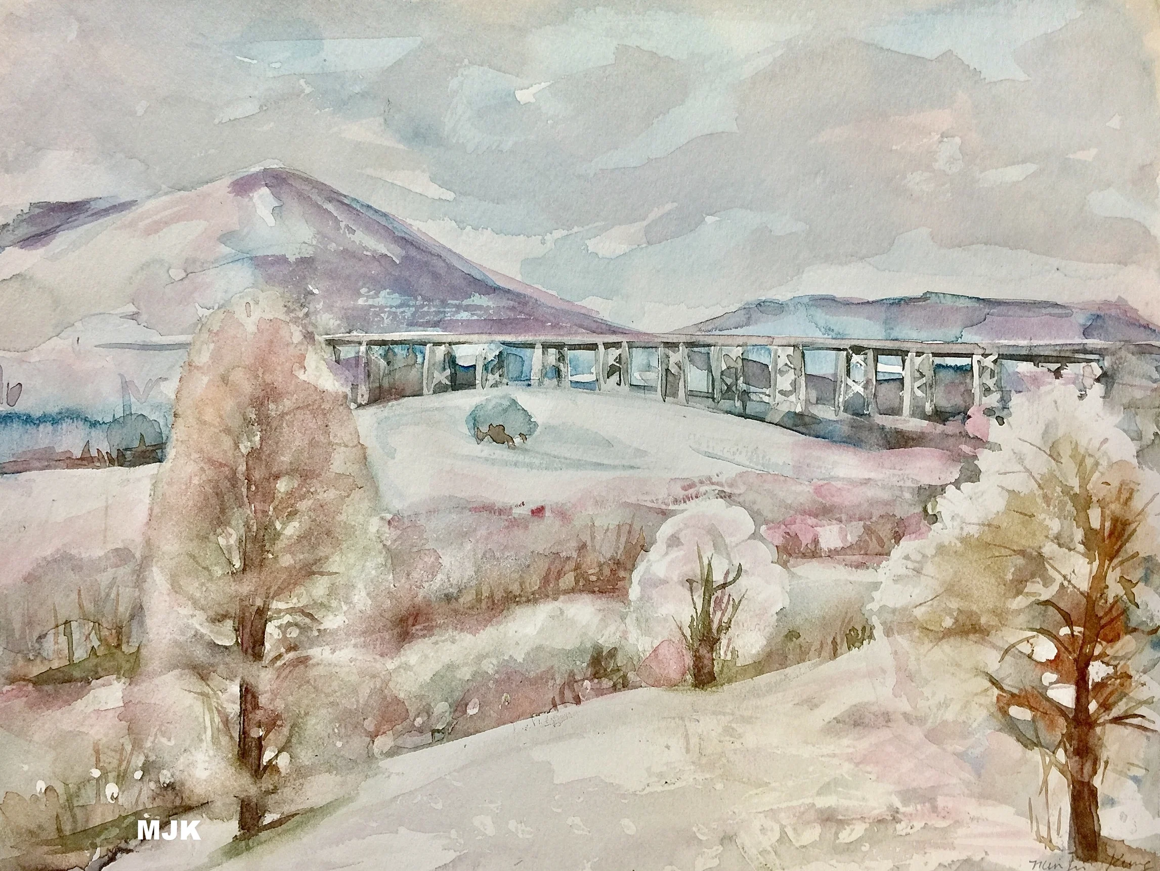 Winter at Salisbury Mills NY. Watercolor 9x12